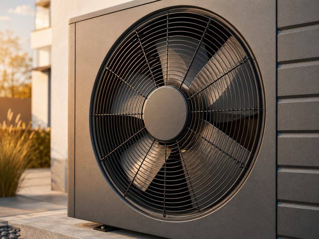 Nahaufnahme des Ventilators einer Wärmepumpe